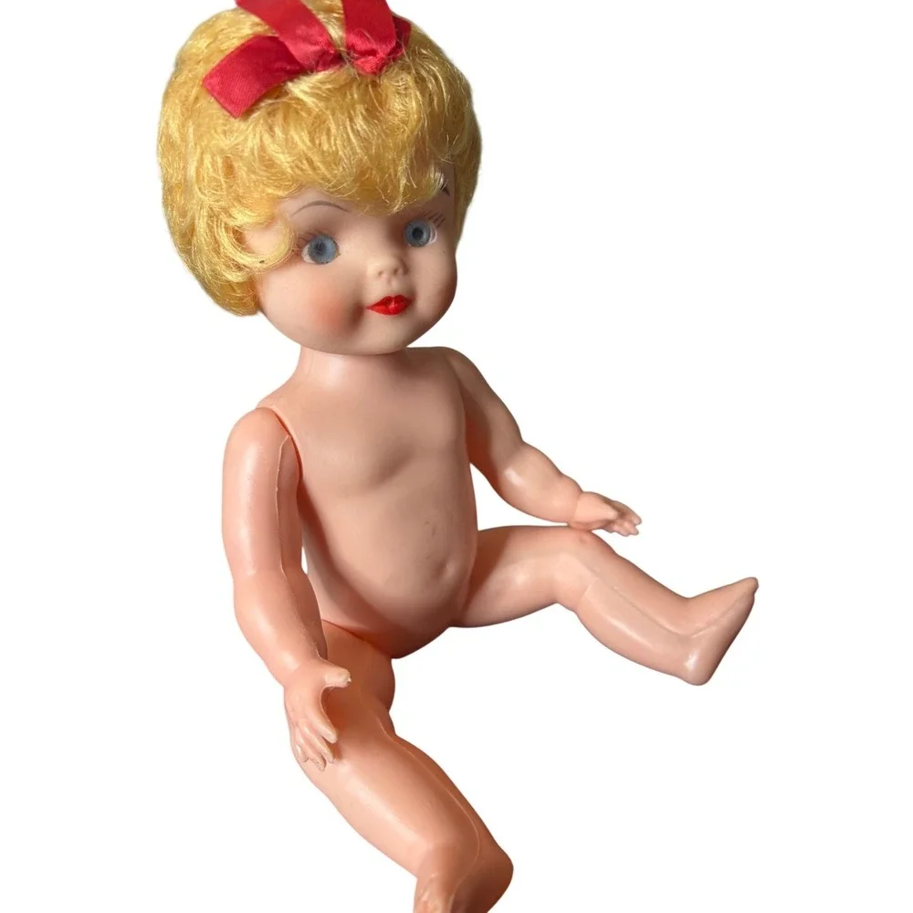 Vintage Playmates Doll 10 Inch Blonde Hair Blue Eyes Made in Hong Kong Retro Toy